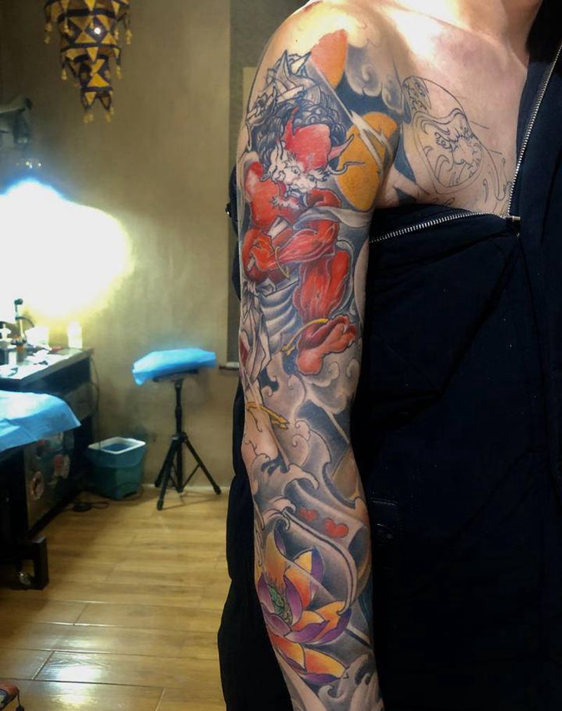 花臂未完成纹身图片_手臂纹身图案