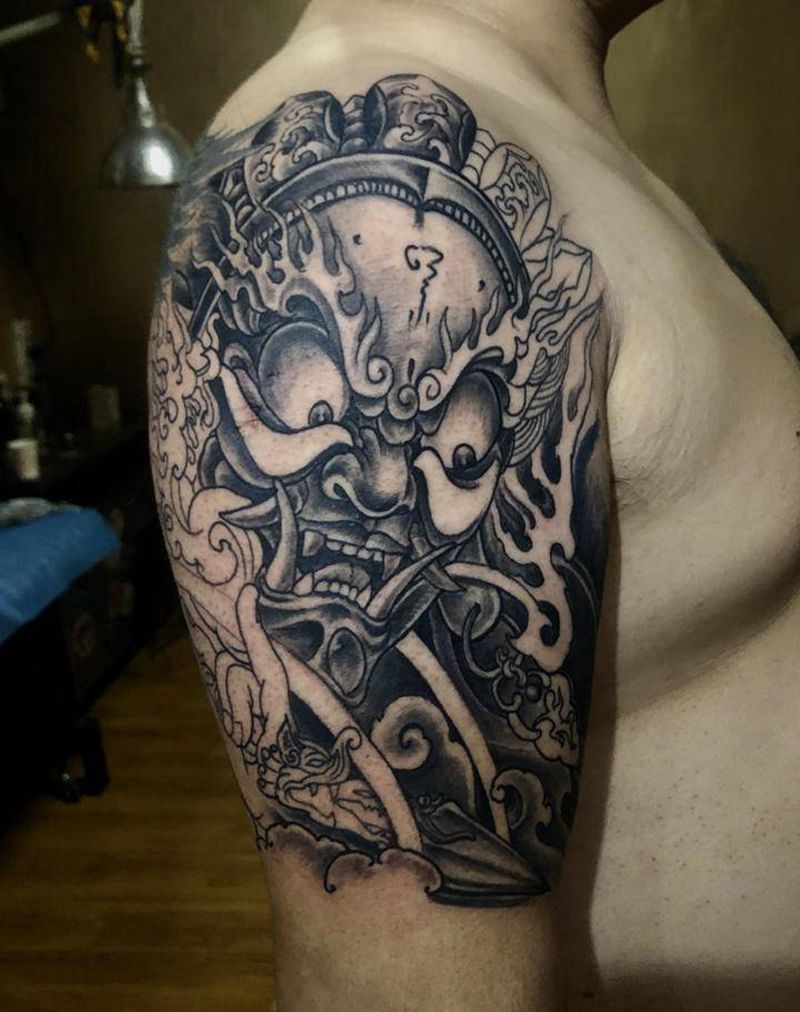 大黑天未完成纹身图片_手臂纹身图案