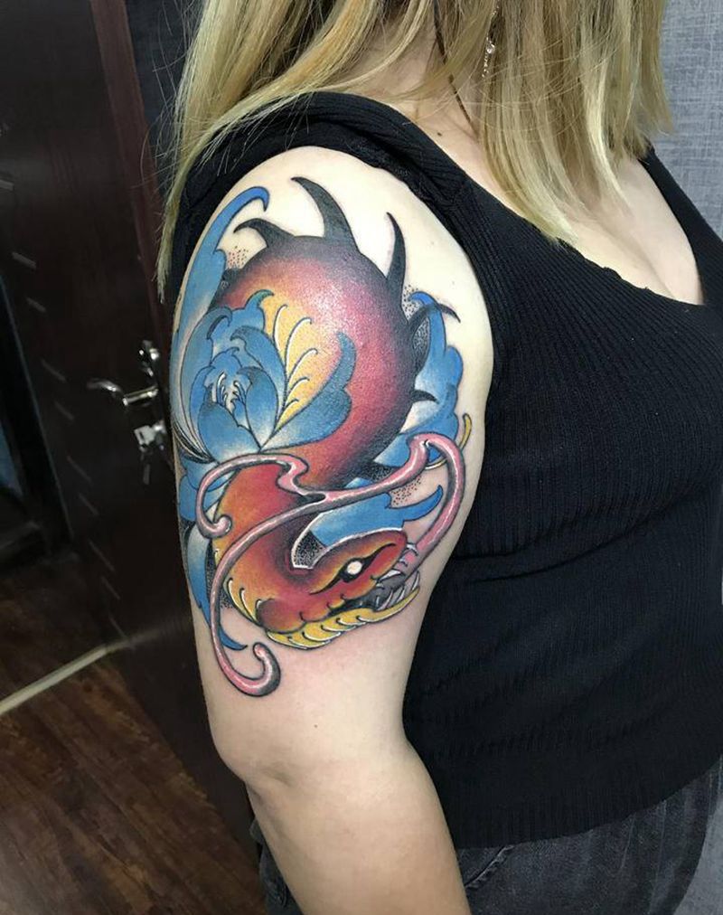 蛇纹身图片_手臂New School纹身图案