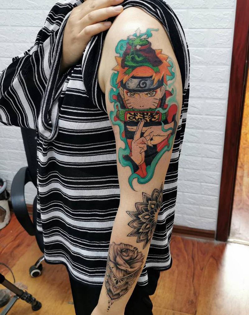 花臂拼接纹身图片_手臂新传统欧美写实纹身图案