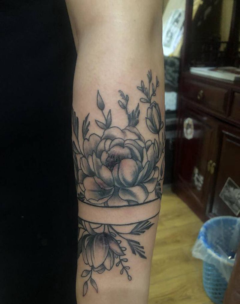 素花纹身图片_手臂纹身图案