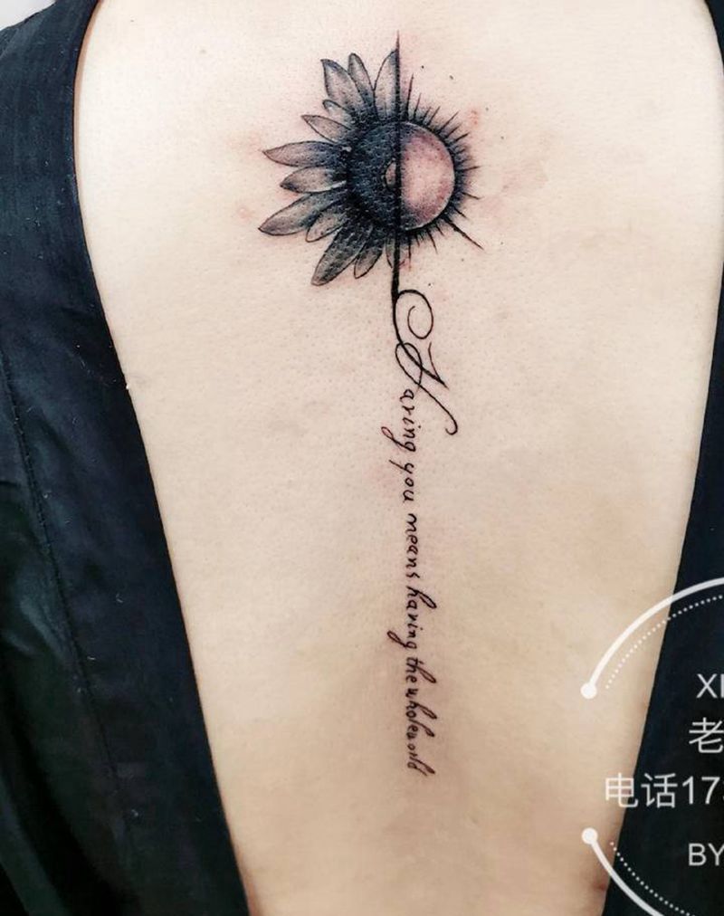 向日葵纹身图片_背部纹身图案