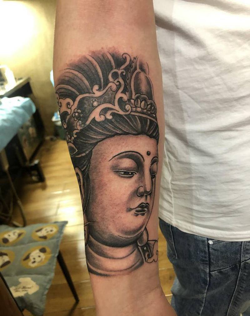菩萨覆盖纹身图片_手臂纹身图案