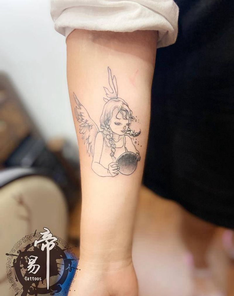 天使纹身图片_手臂纹身图案