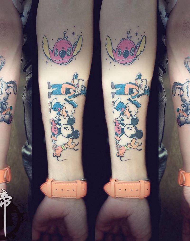 拼接花臂纹身图片_手臂New SchoolOld School纹身图案