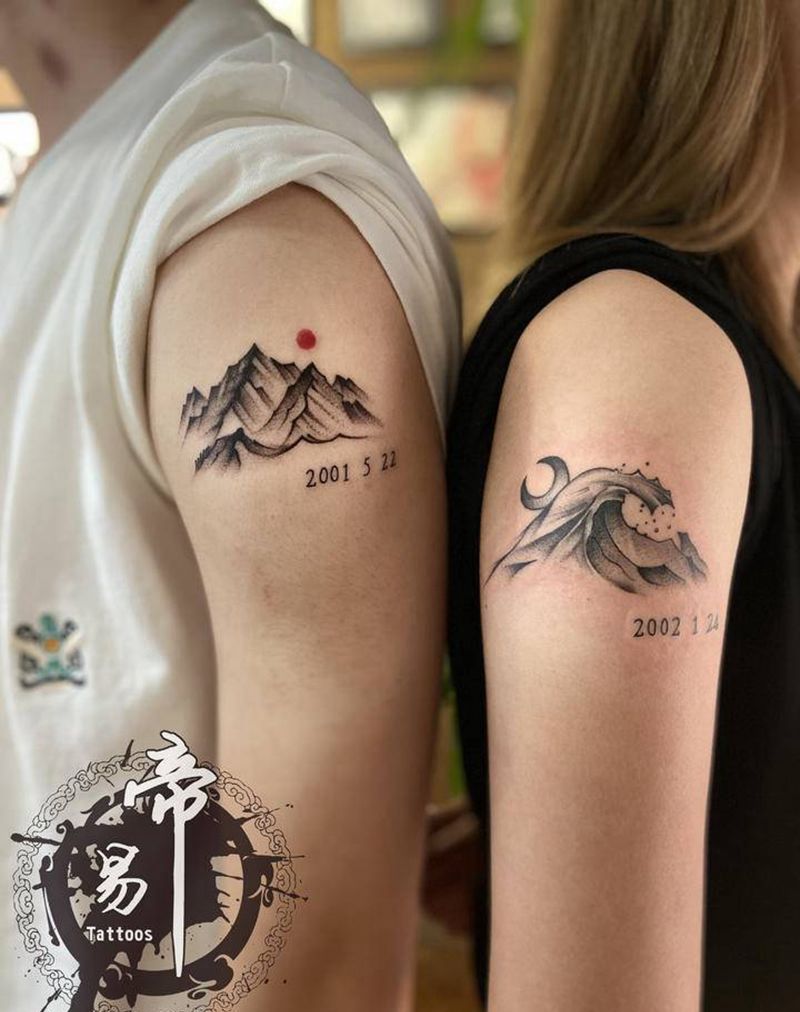 情侣纹身图片_肩部点刺纹身图案