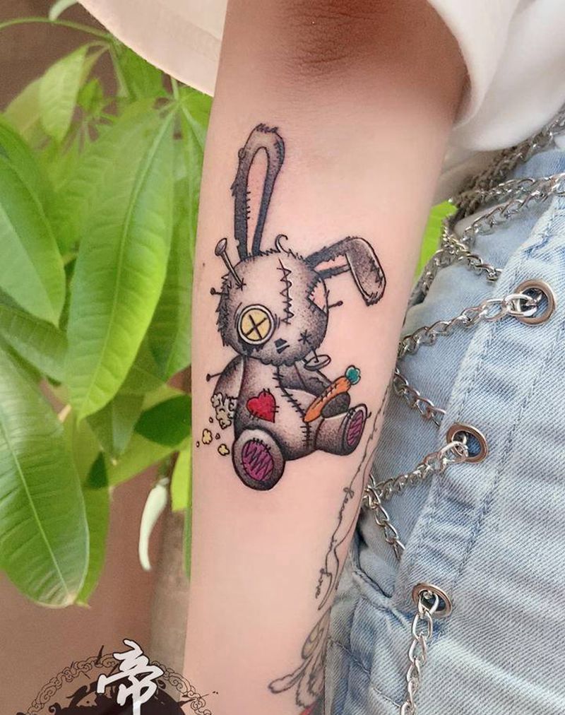 兔子纹身图片_手臂水彩纹身图案