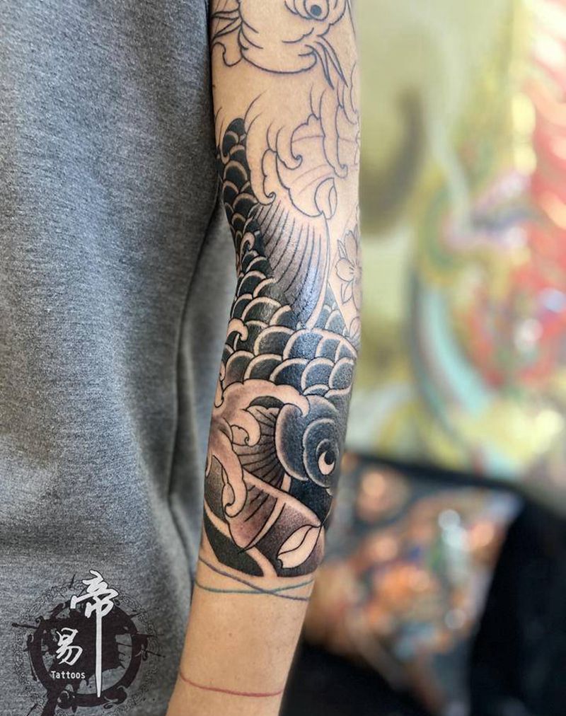 七分袖局部纹身图片_手臂老传统新传统纹身图案