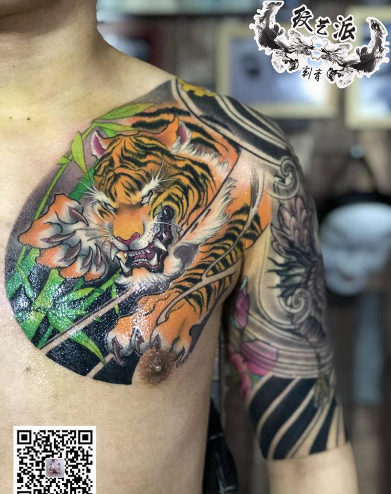 何来人间一惊鸿 只是世间一俗人纹身图片_胸部肩部新传统纹身图案