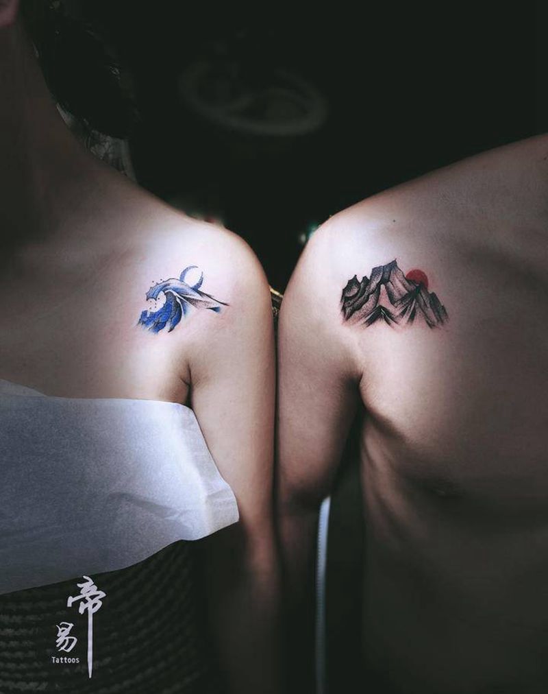 山盟海誓纹身图片_肩部纹身图案