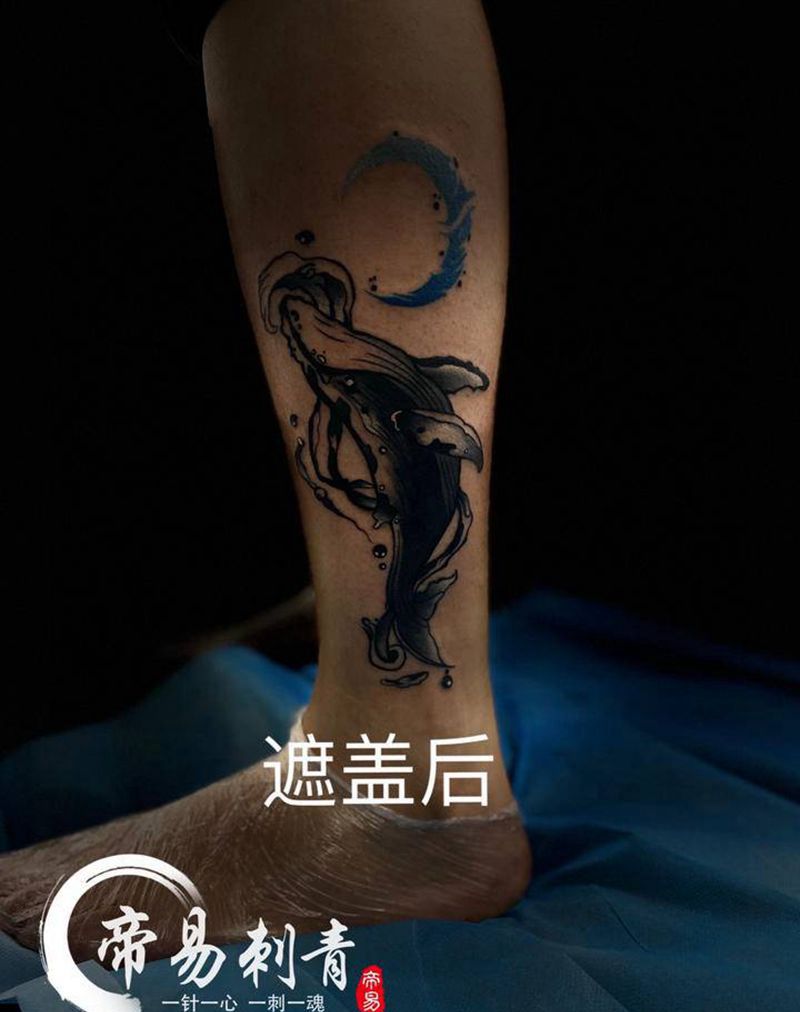 遮盖纹身图片_腿部纹身图案