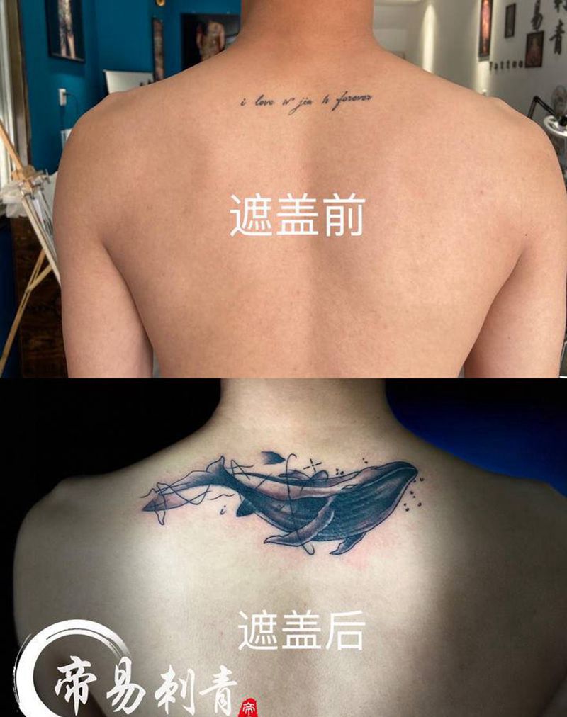 遮盖纹身图片_颈部纹身图案