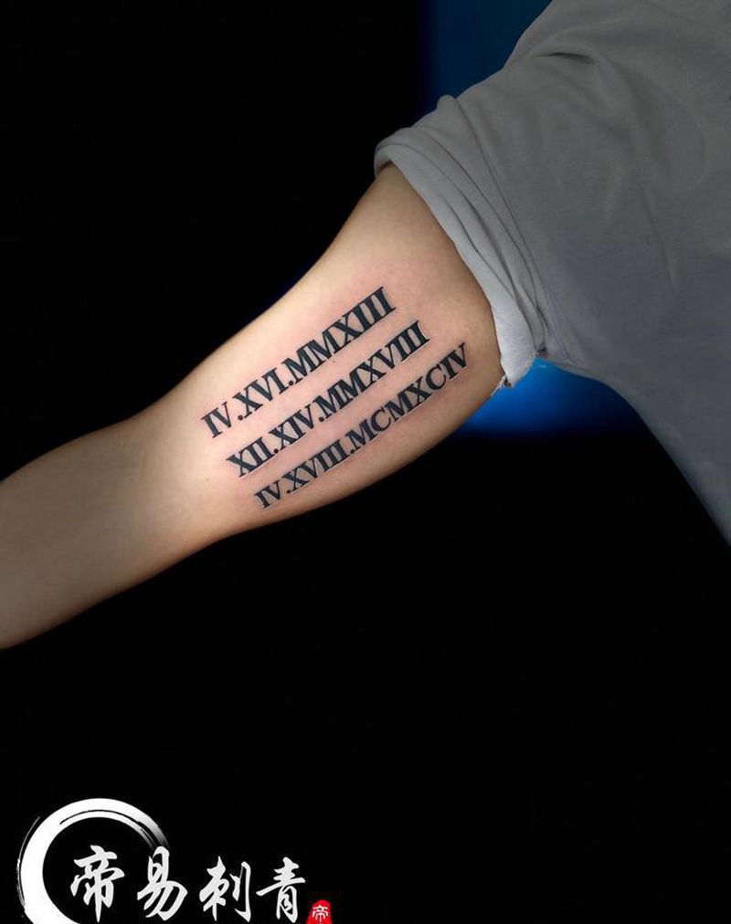 罗马数字纹身图片_手臂纹身图案