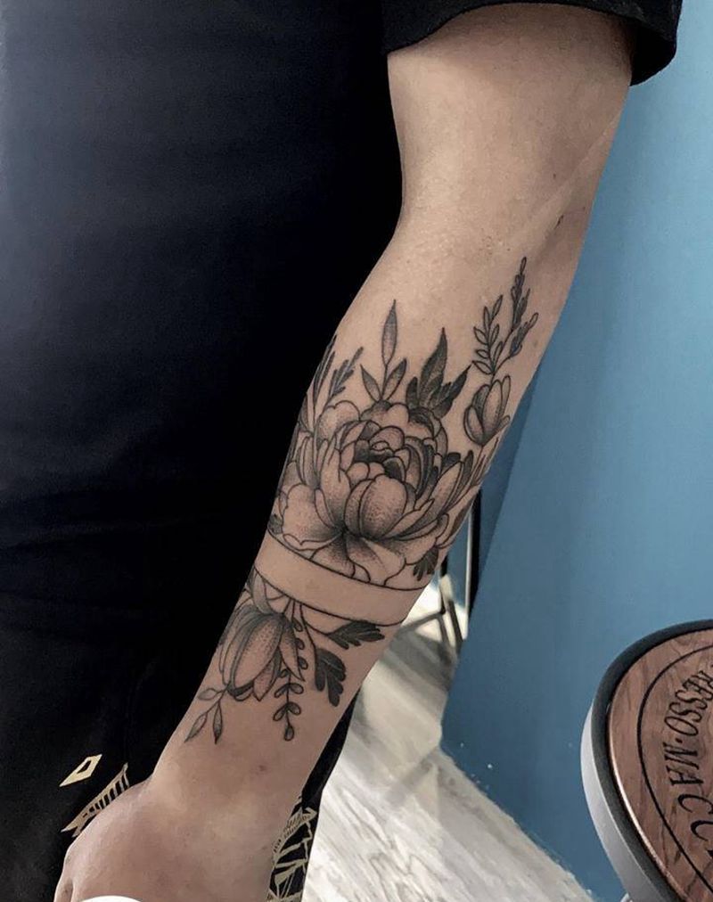 素花纹身图片_手臂点刺纹身图案