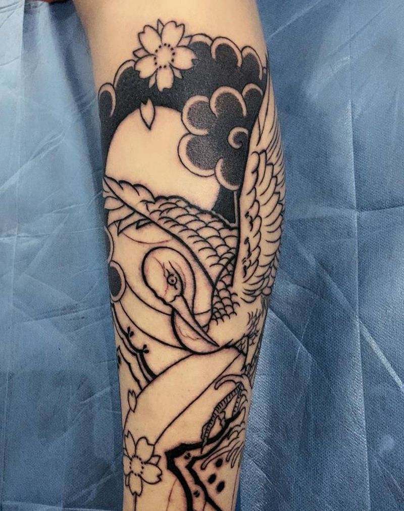 包小腿纹身图片_腿部新传统老传统纹身图案