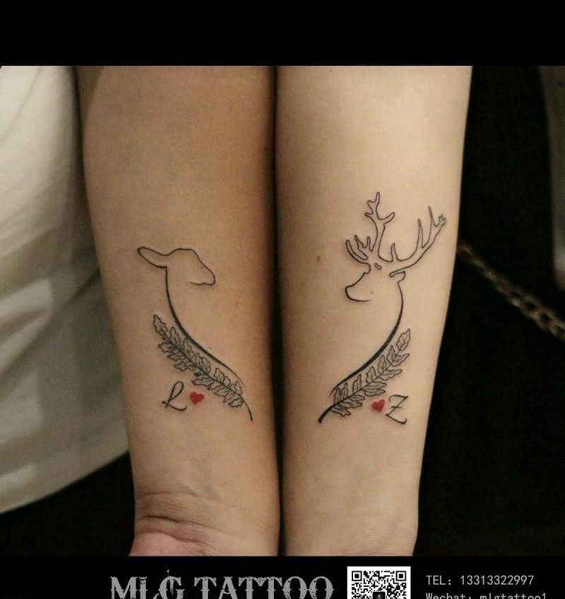 情侣纹身纹身图片_手臂几何纹身图案