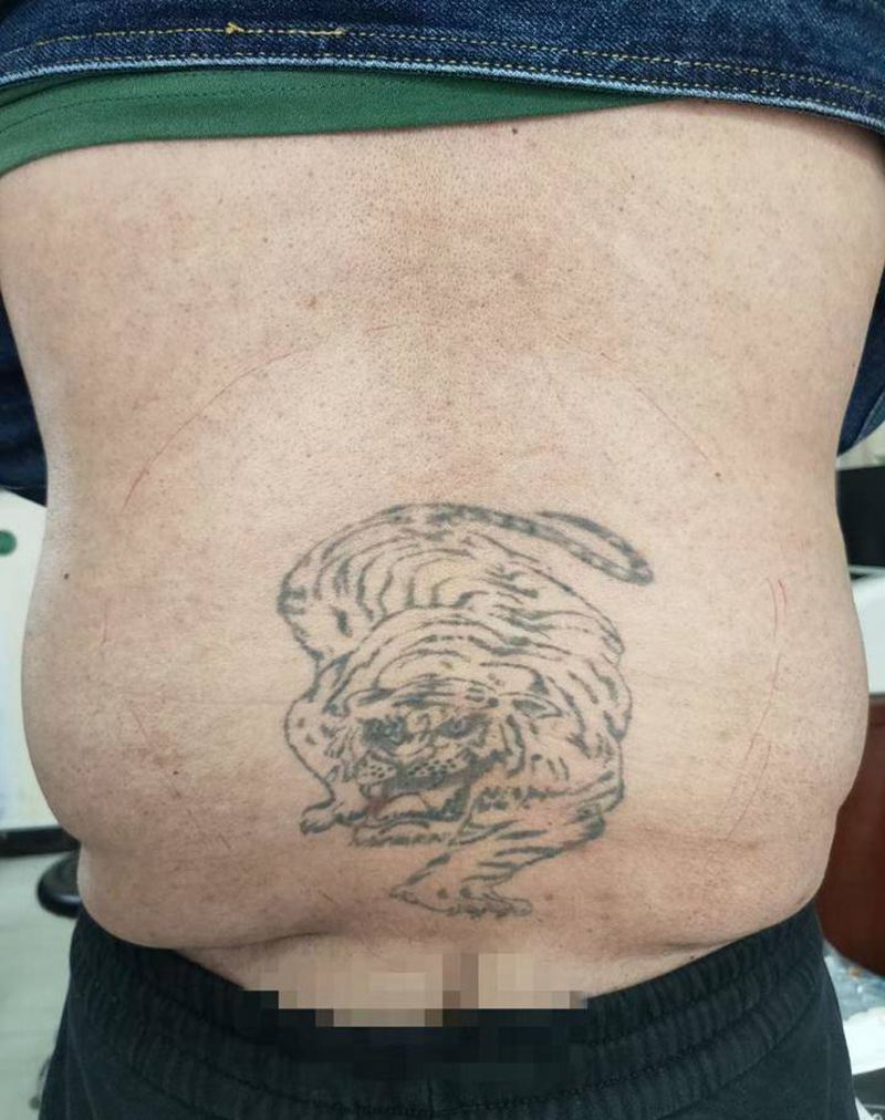 遮盖锦鲤纹身图片_腰部纹身图案