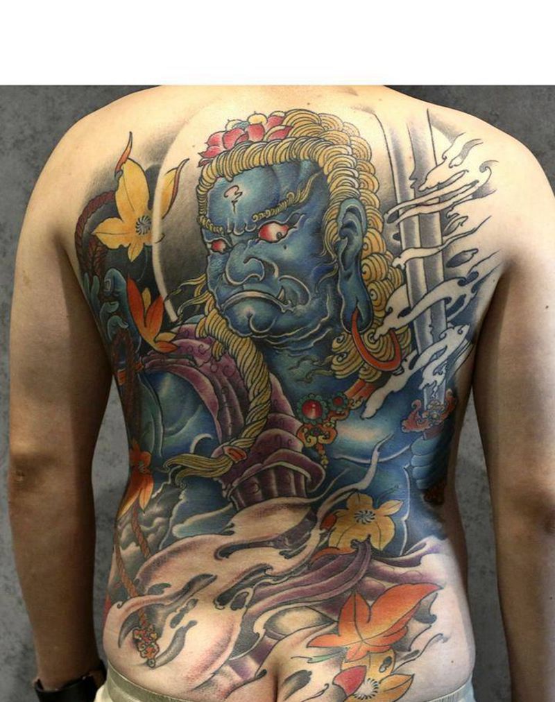 不动冥王 3次完成纹身图片_背部新传统老传统纹身图案