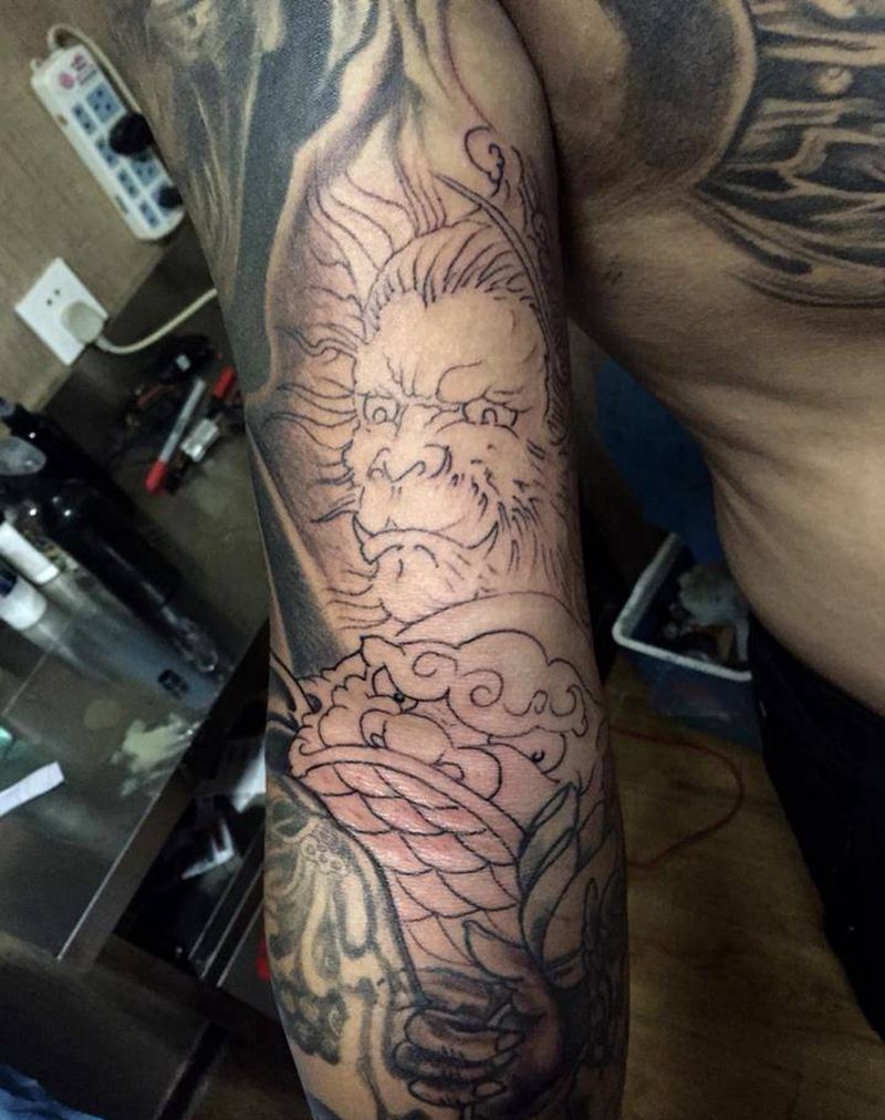 猴子割线未完成！纹身图片