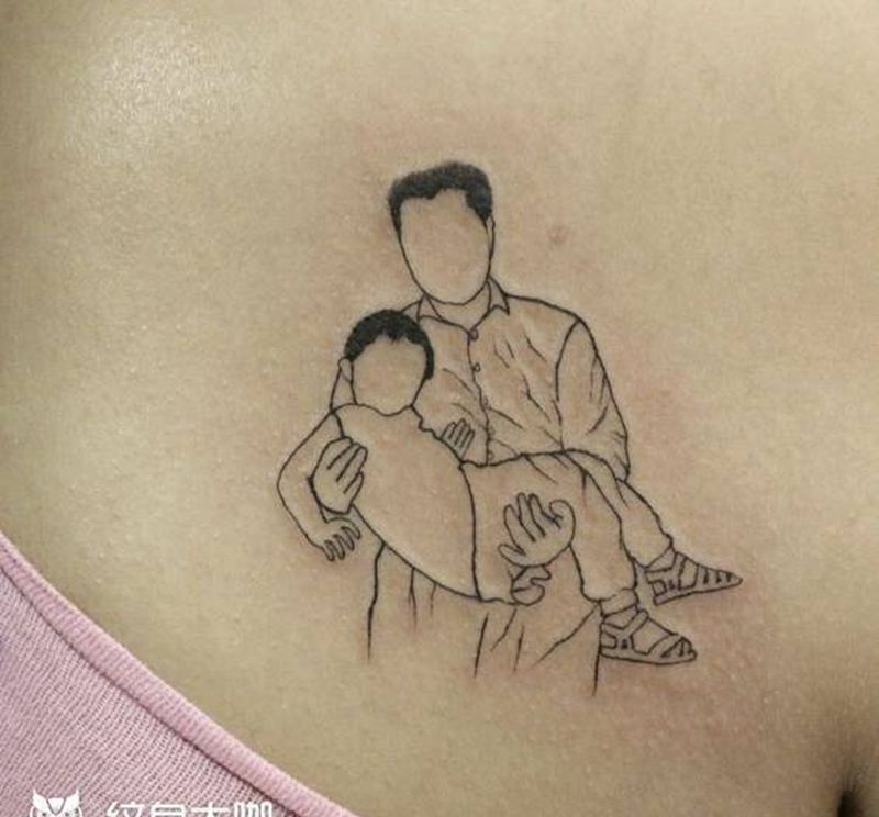 线条照片纹身图片_肩部几何纹身图案