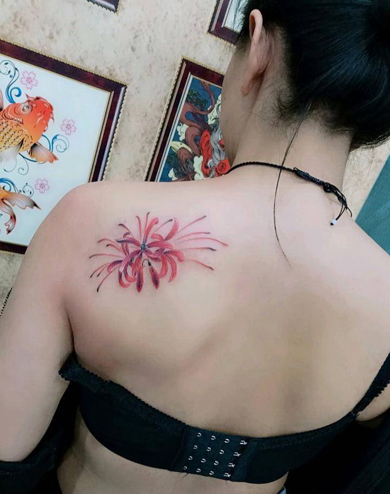 彼岸花纹身图片_背部纹身图案
