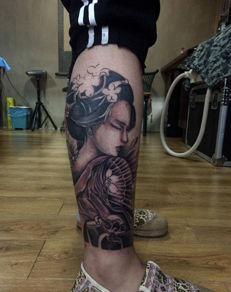 黑白完成纹身图片