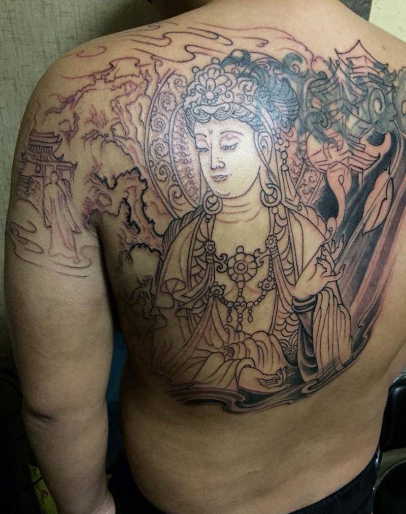 大势至菩萨覆盖割线中纹身图片