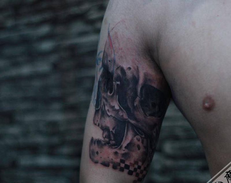骷髅纹身图片_手臂成品腿部写实欧美人物鬼神原创宗教纹身图案
