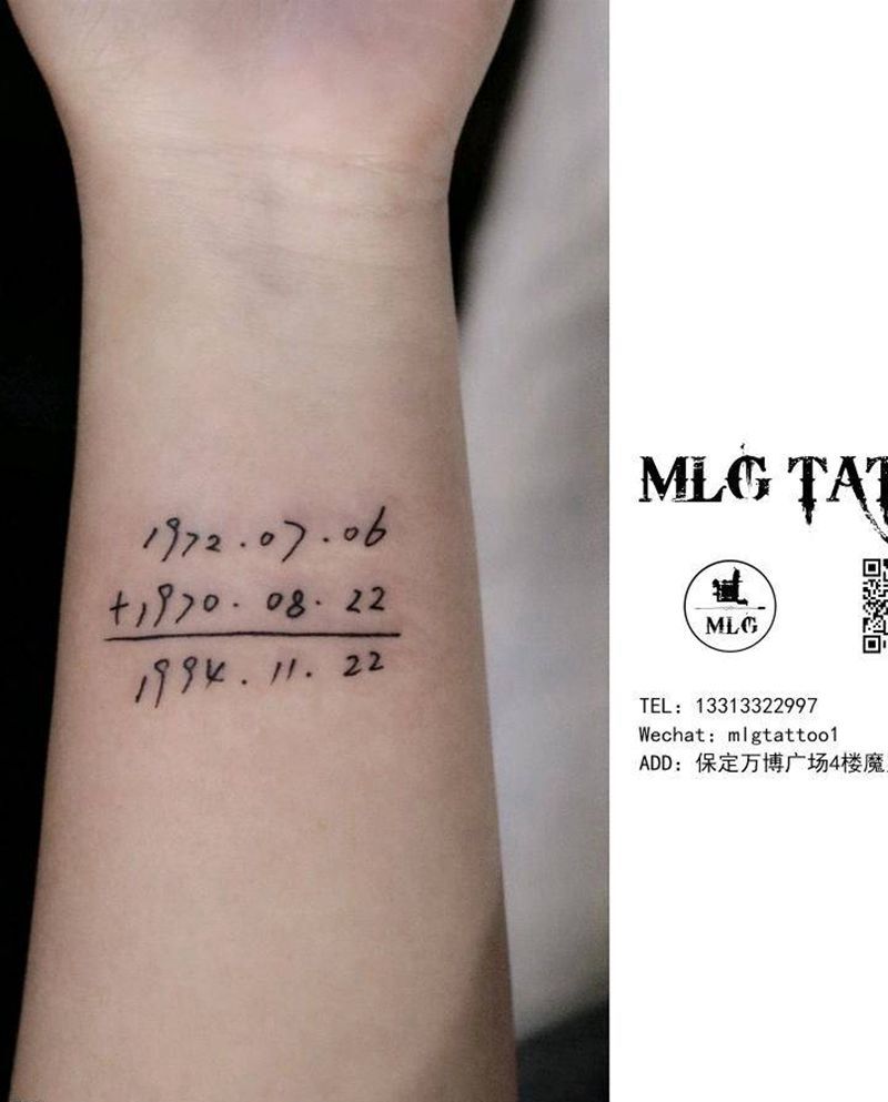 数字纹身图片_手臂花体字纹身图案