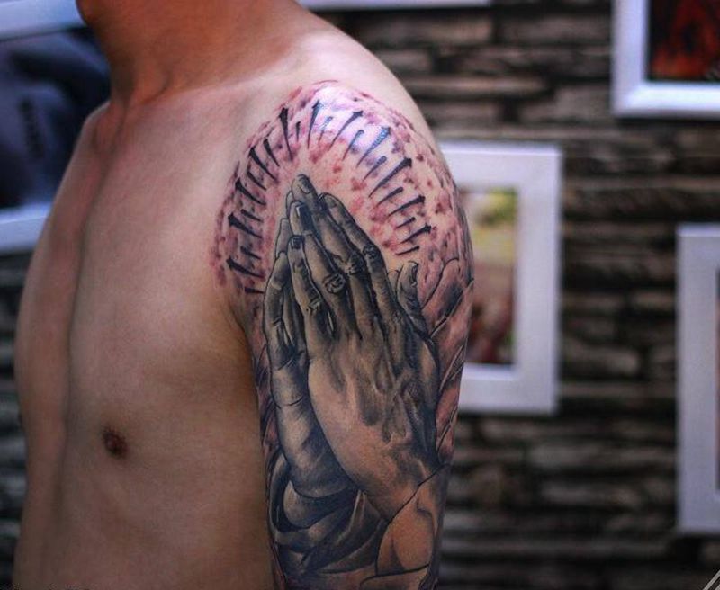 欧美写实花臂纹身图片_成品手臂欧美写实人物鬼神原创纹身图案