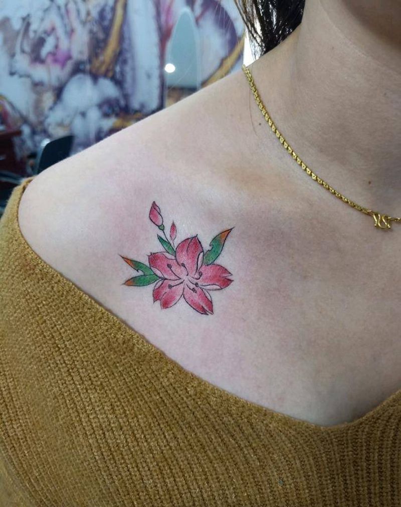 锁骨樱花纹身图片