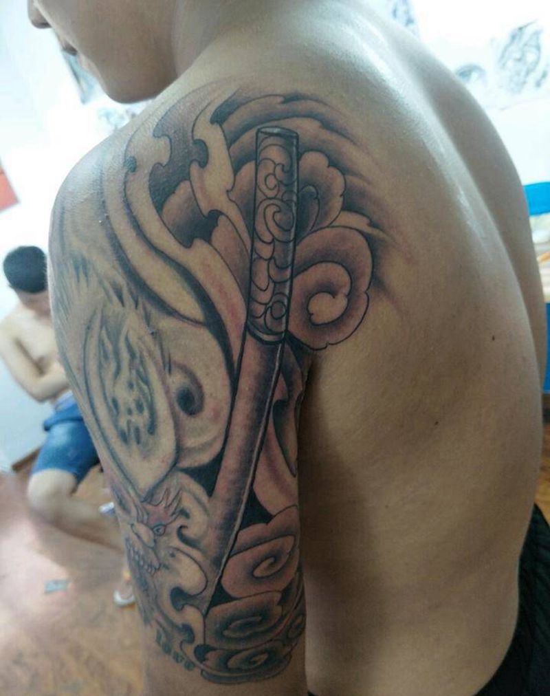 老纹身添加背景纹身图片