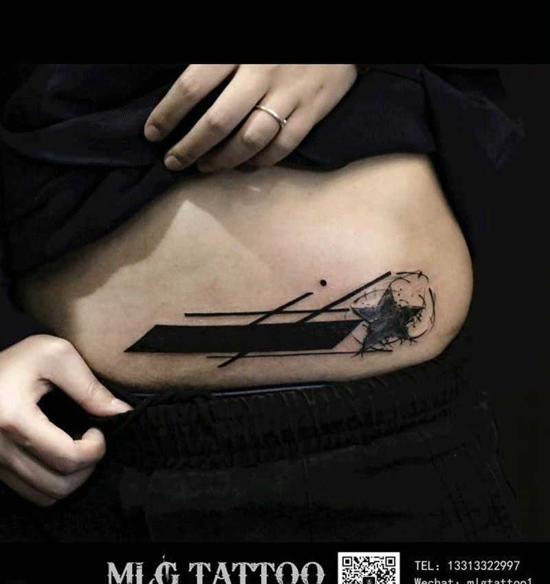 几何图形纹身图片_腹部几何纹身图案