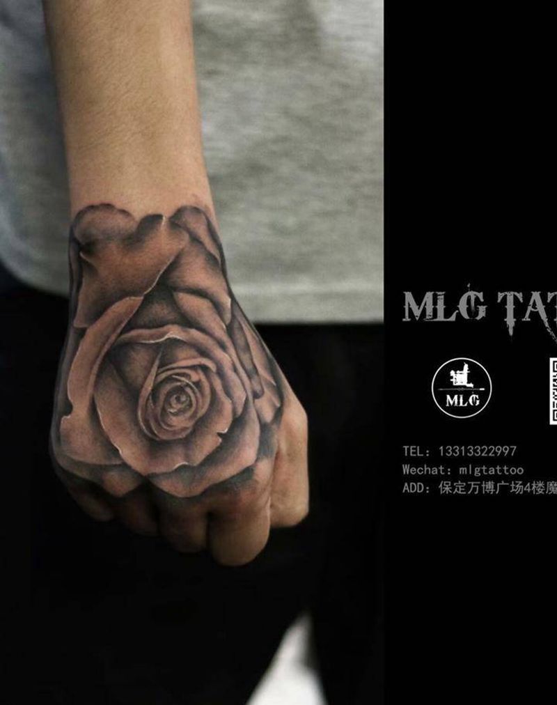 手背欧美风格纹身图片