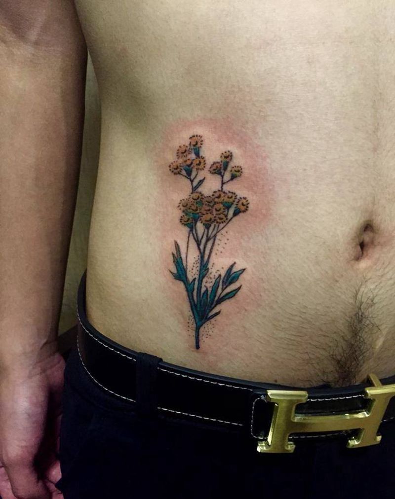 雏菊花朵纹身图片