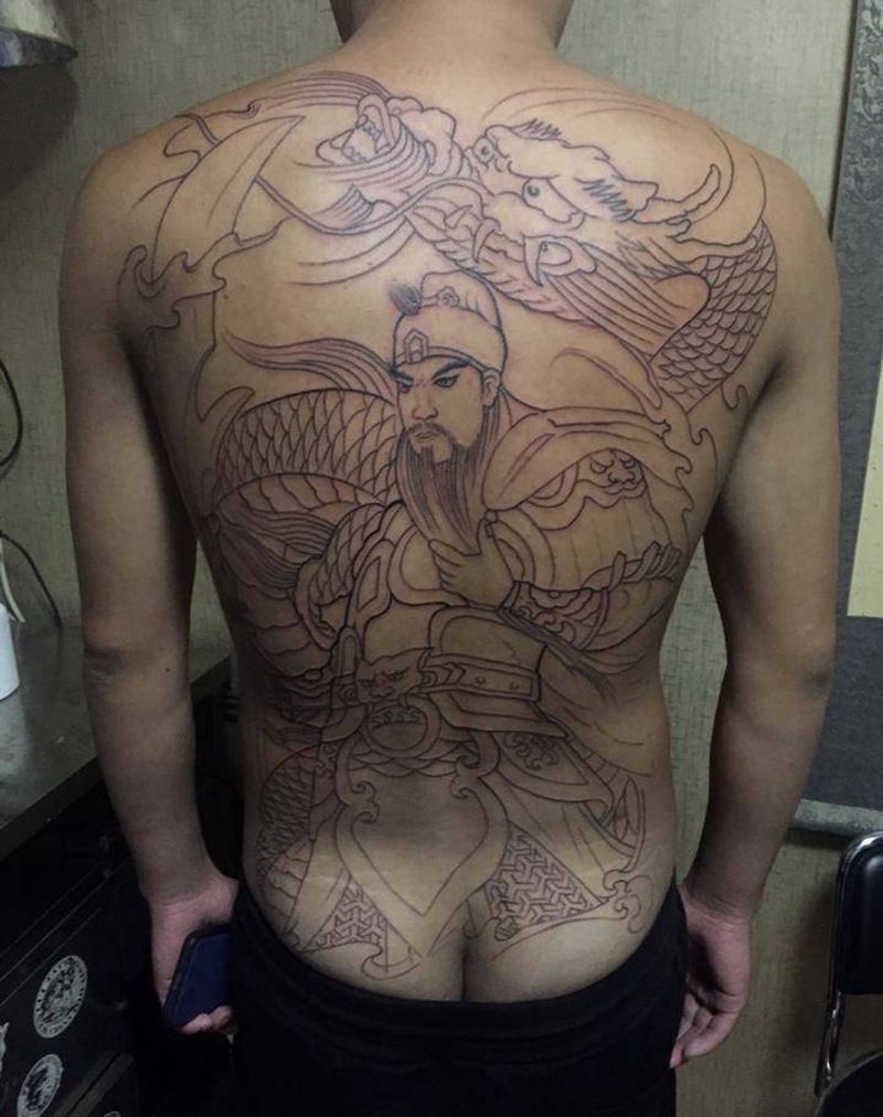 关帝割线中纹身图片