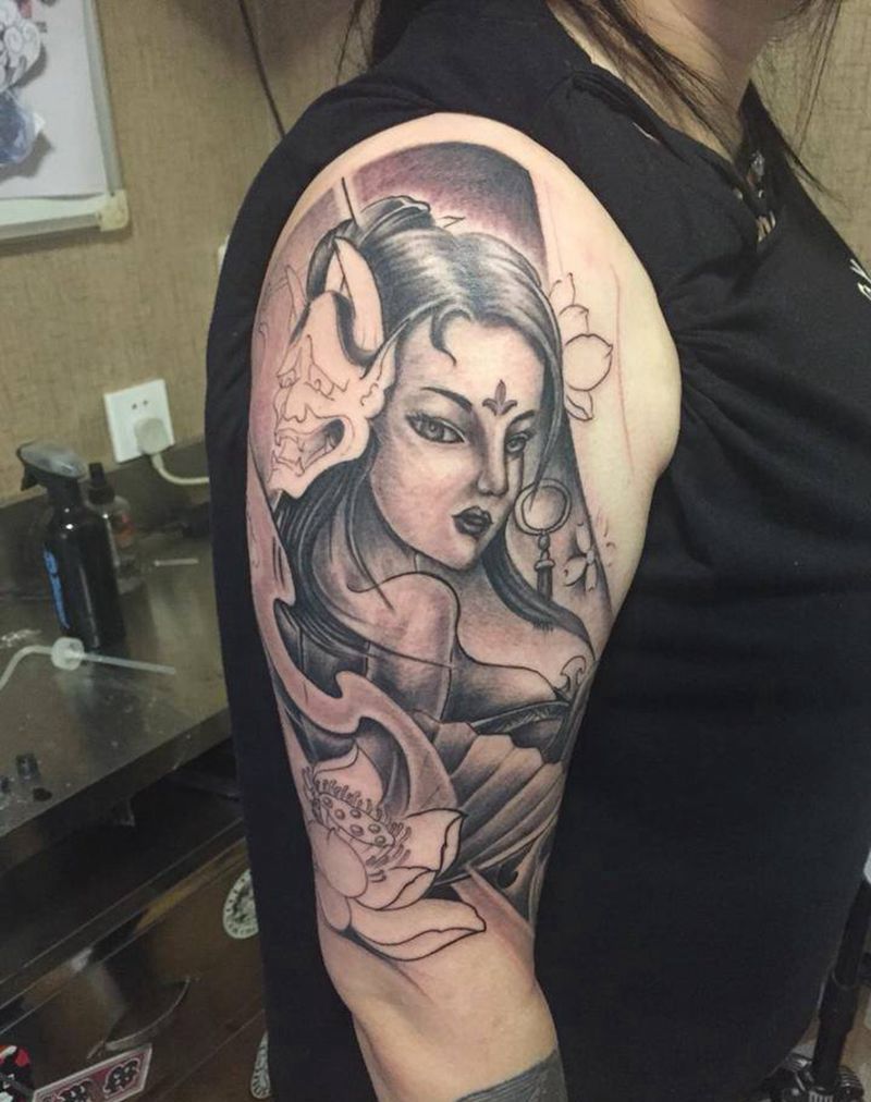 艺妓花臂开扎！纹身图片