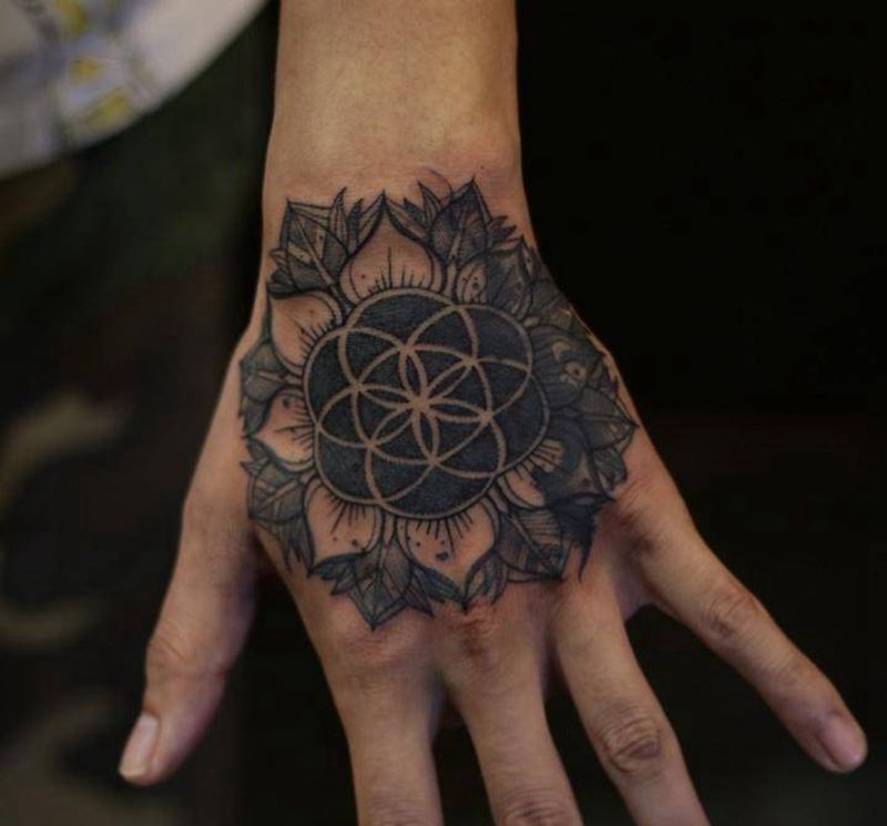 手背传统纹身图片