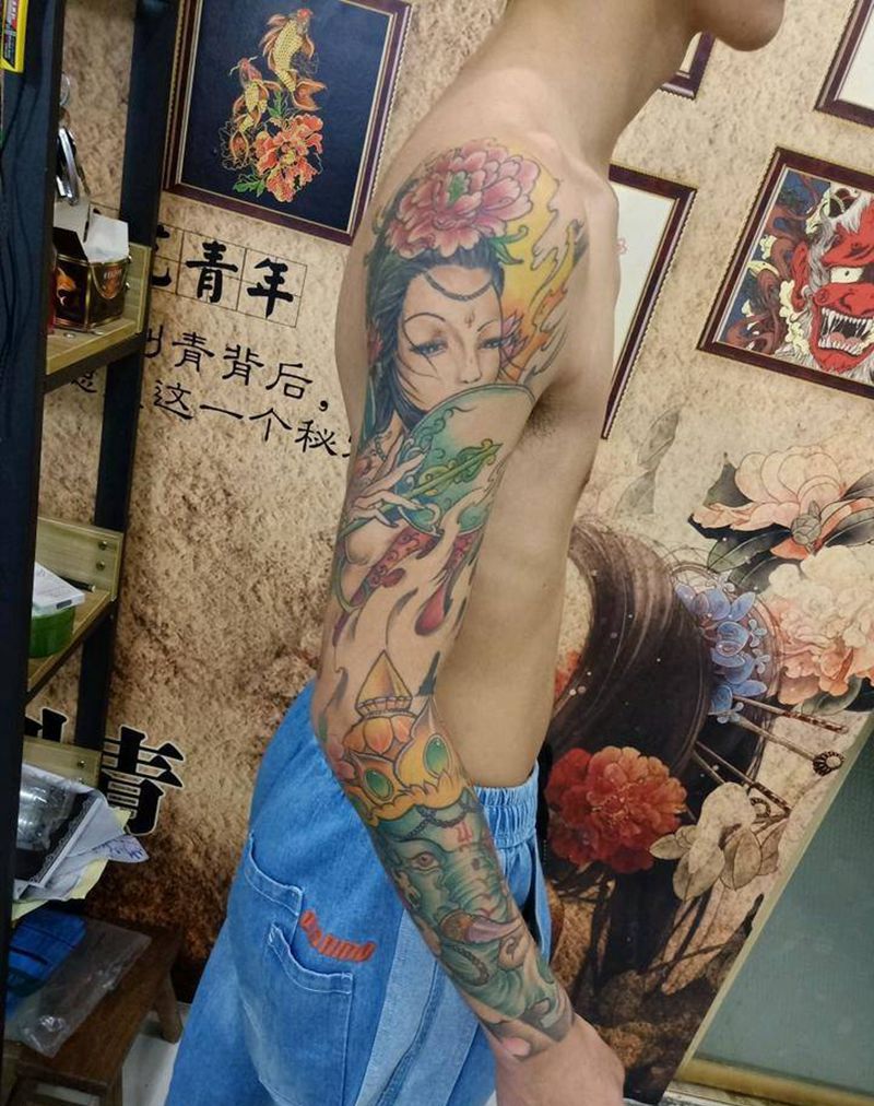 花臂恢复好以后效果纹身图片_手臂纹身图案