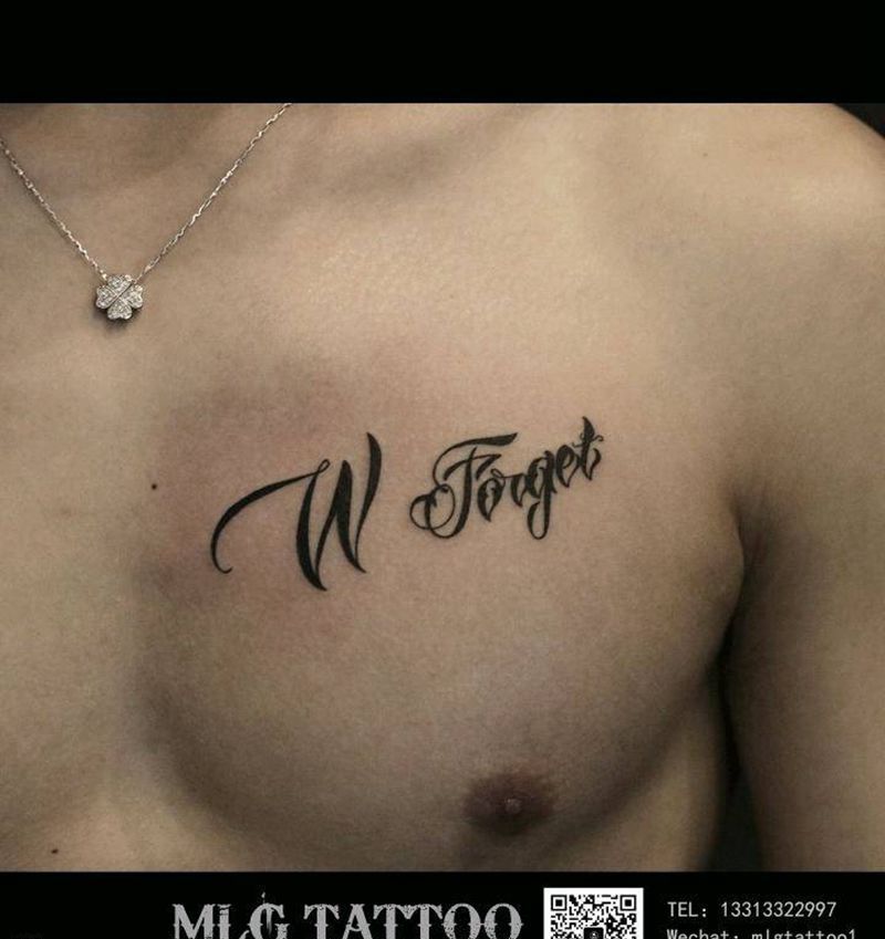英文纹身纹身图片_颈部背部花体字纹身图案