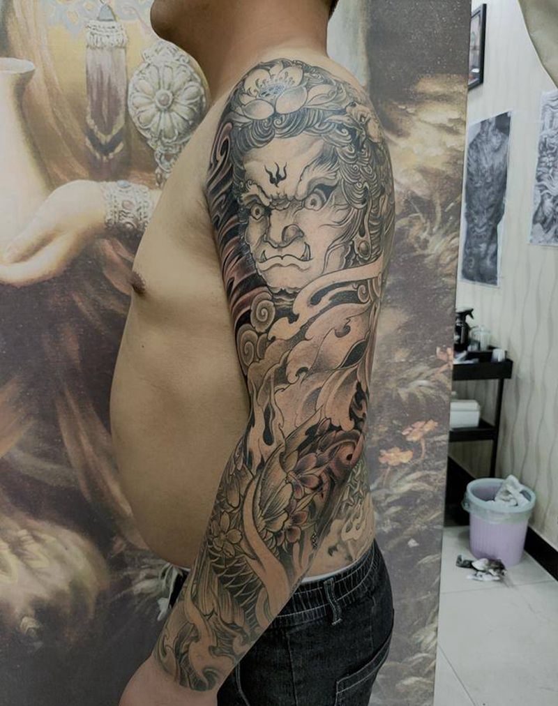 不动明王纹身图片_手臂纹身图案