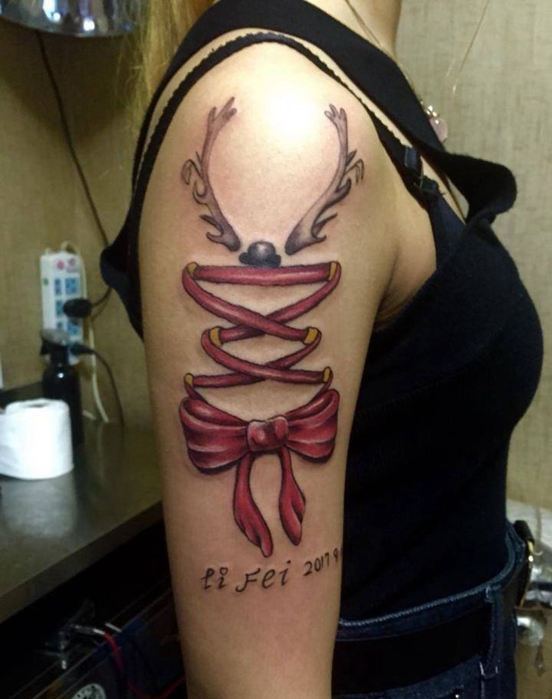 丝带蝴蝶结小清新！纹身图片