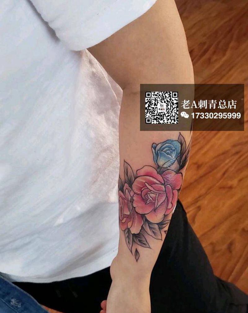 玫瑰纹身图片_老传统纹身图案