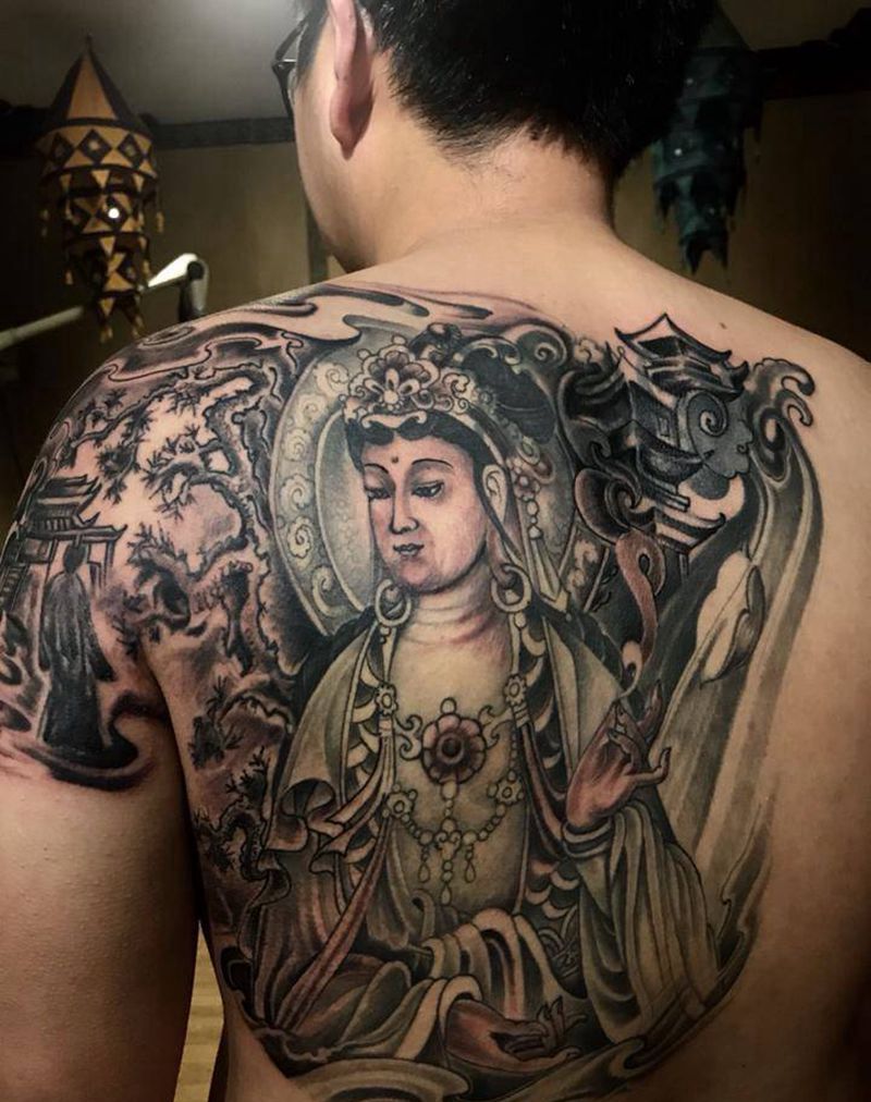 菩萨覆盖图案纹身图片