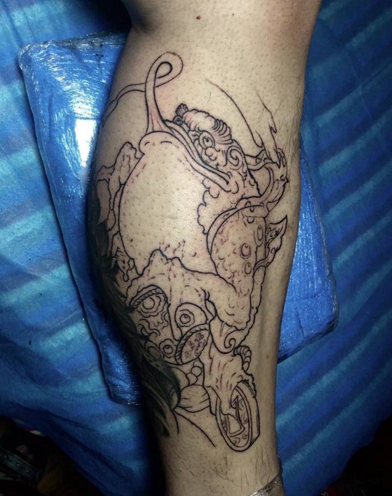 蟾蜍割线纹身图片