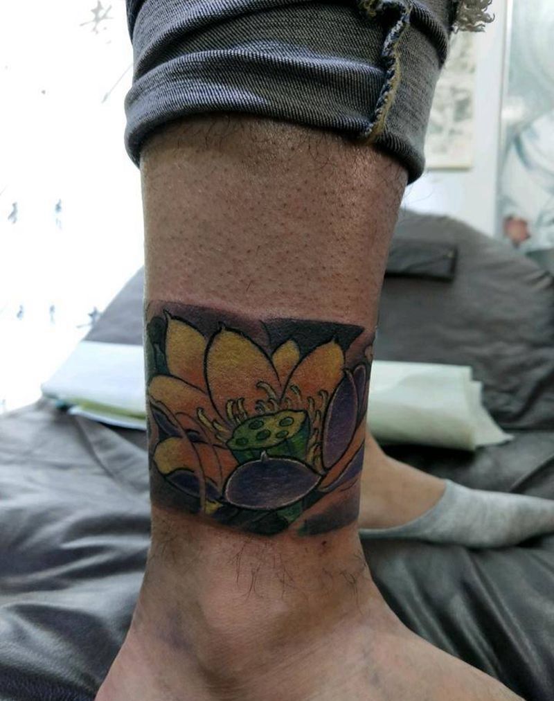 腿环一枚纹身图片_腿部脚部新传统纹身图案