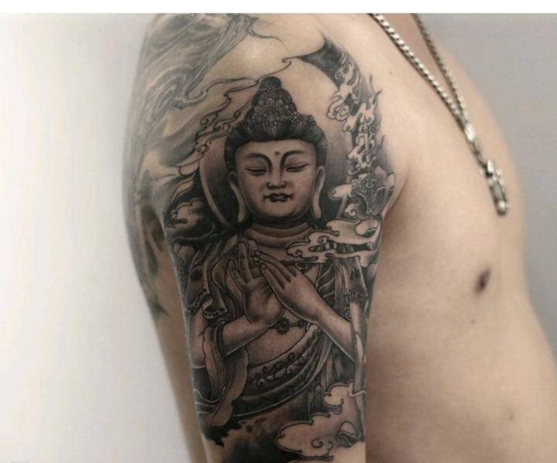 传统风格-佛纹身图片_手臂新传统老传统纹身图案