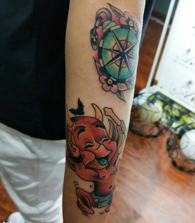 欧美拼接纹身图片_手臂欧美清新成品纹身图案