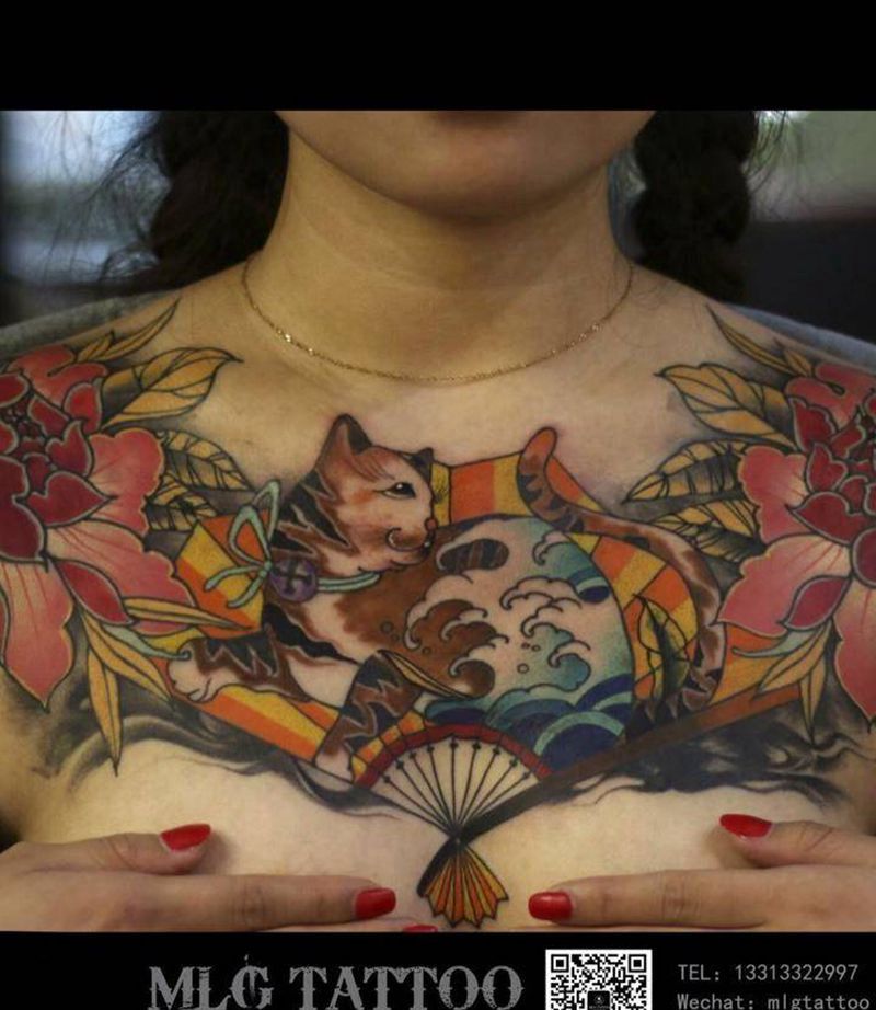 school花胸纹身图片