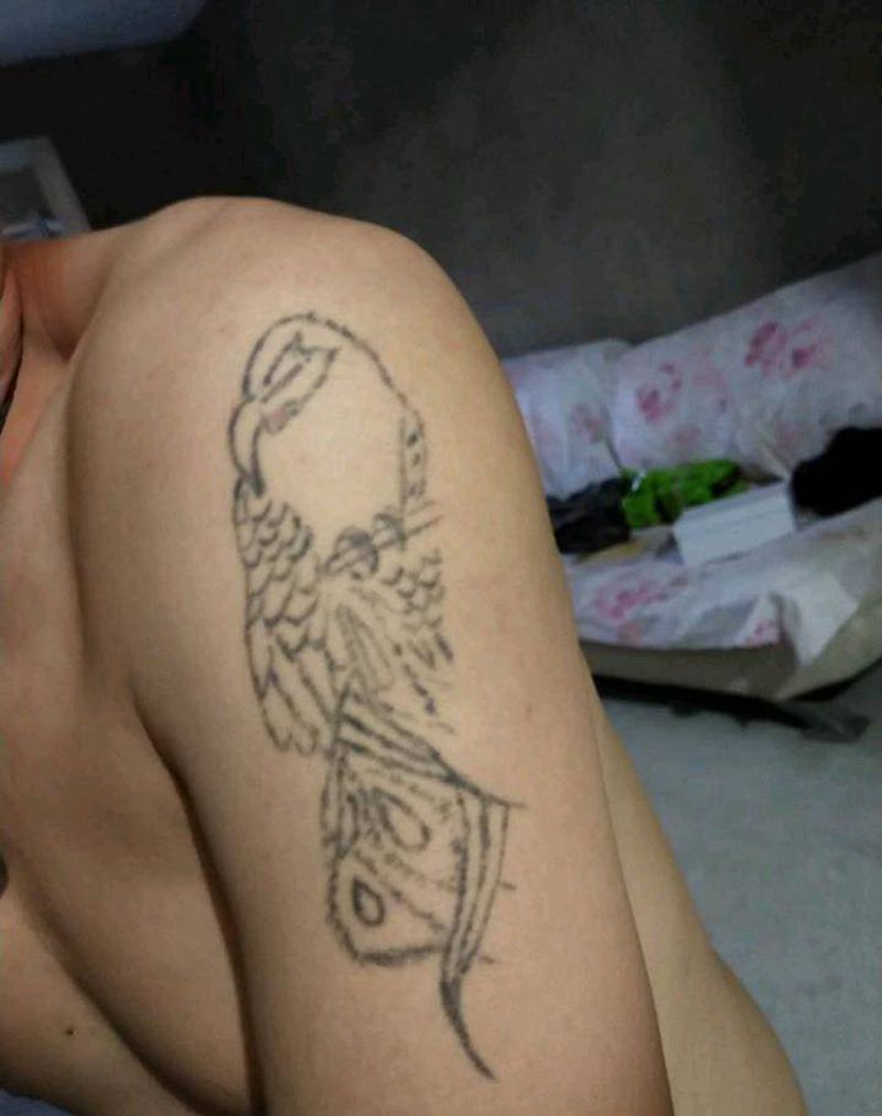 大臂锦鲤遮盖纹身图片